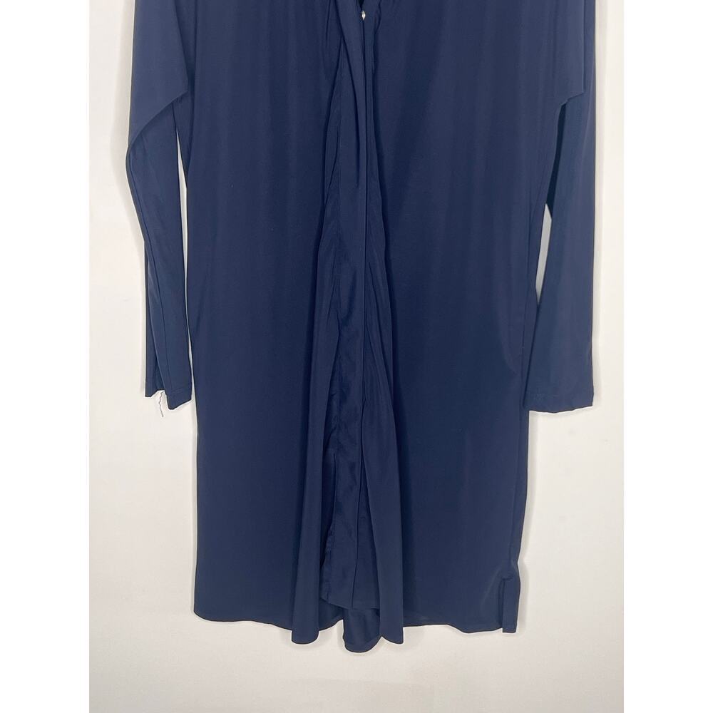 ADAY Something Borrowed Travel Nylon Blend Snap Front Midi Dress Navy Size M - Picture 4 of 9